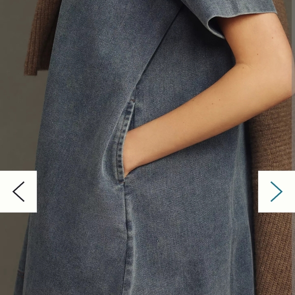 Porridge Short-Sleeve Denim Swing Mini Dress By Anthropologie - Picture 6 of 6